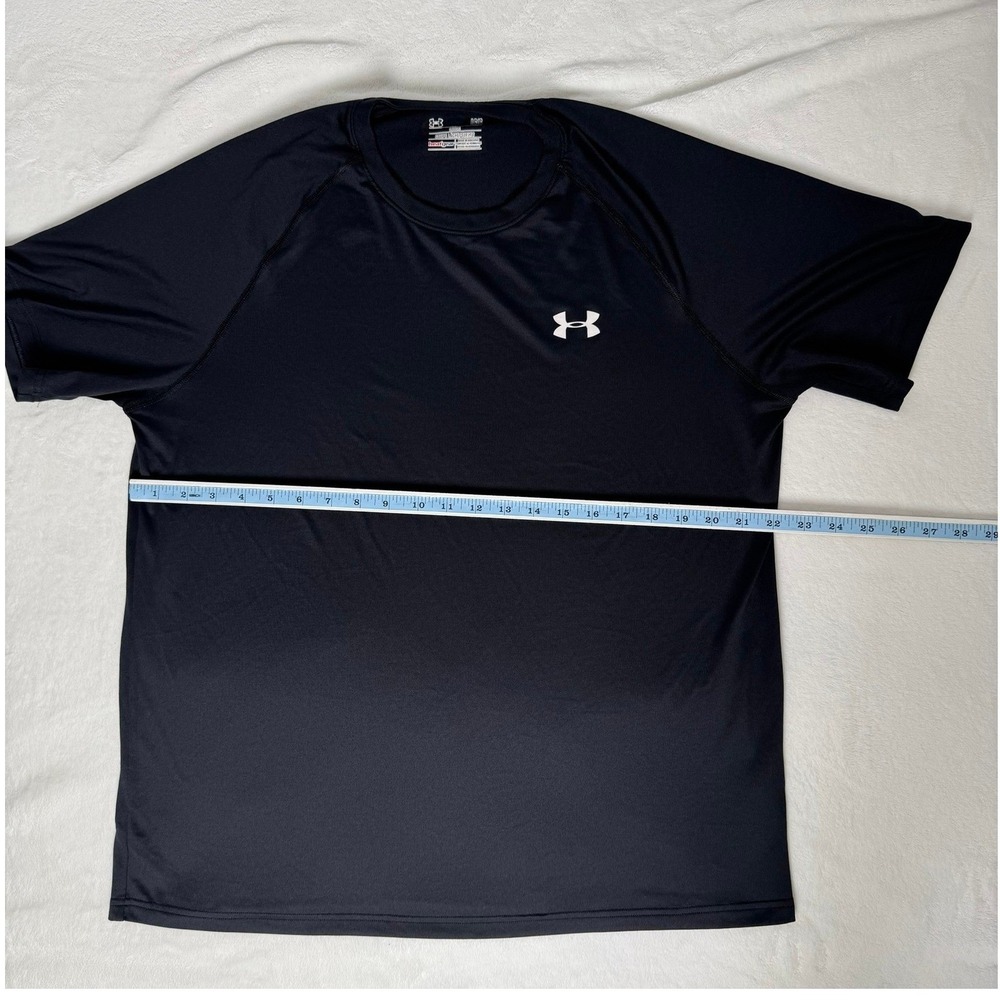 2 Pack Under Armour HeatGear Workout Shirts Mens Large Black Navy Blue Loose Fit
